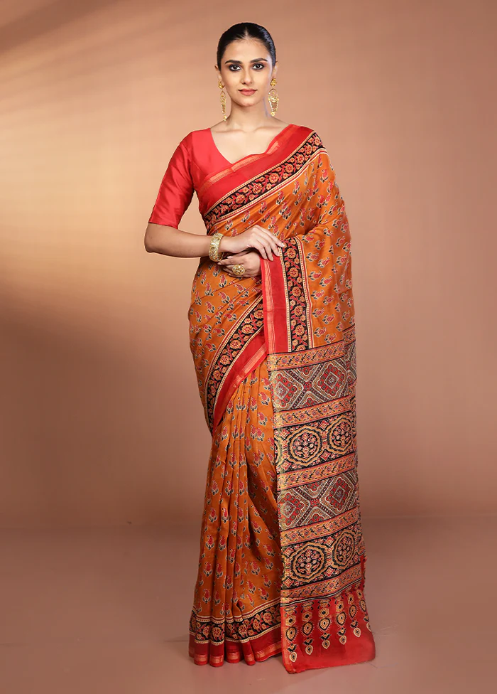 Yellow Chanderi Cotton Saree With Blouse Piece - Image 2