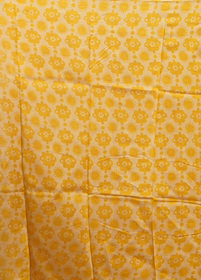Yellow Chanderi Silk Saree With Blouse Piece - Image 5
