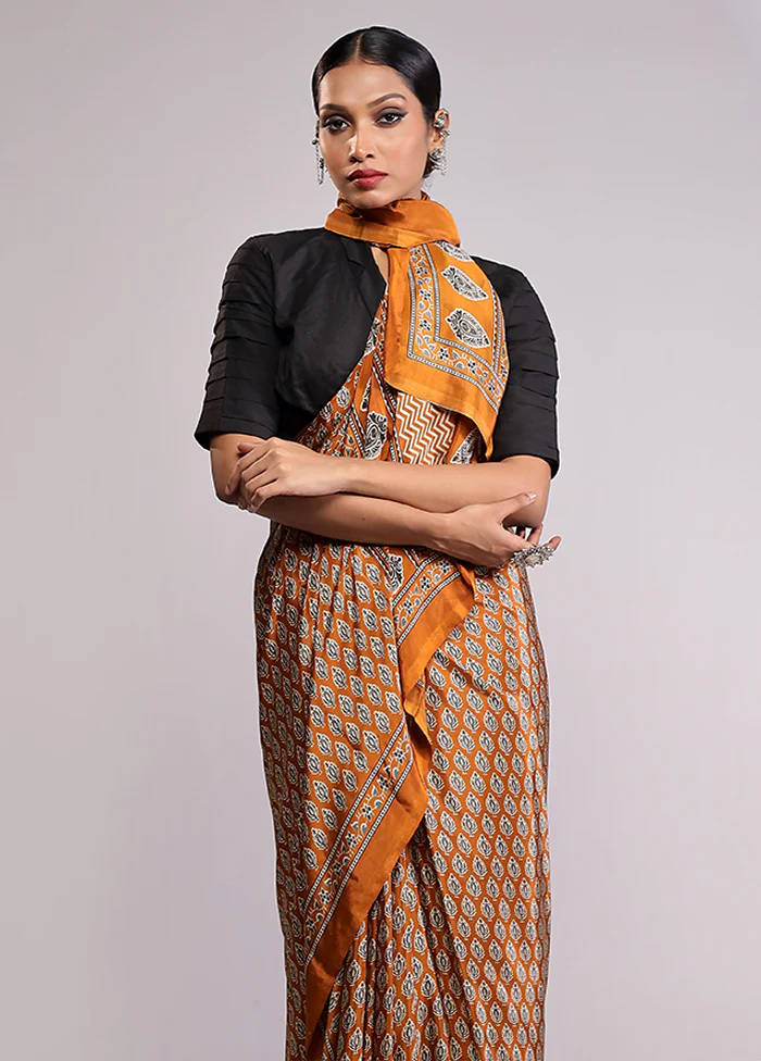 Yellow Chiffon Silk Saree With Blouse Piece