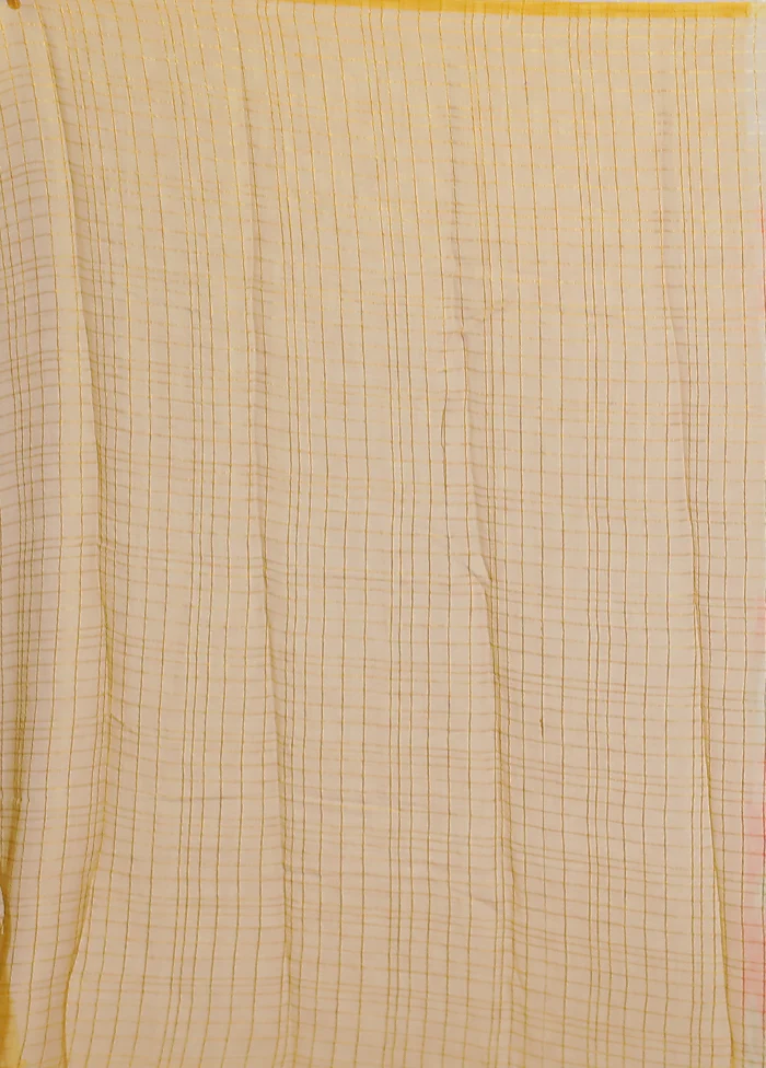 Yellow Chiffon Silk Saree With Blouse Piece - Image 5