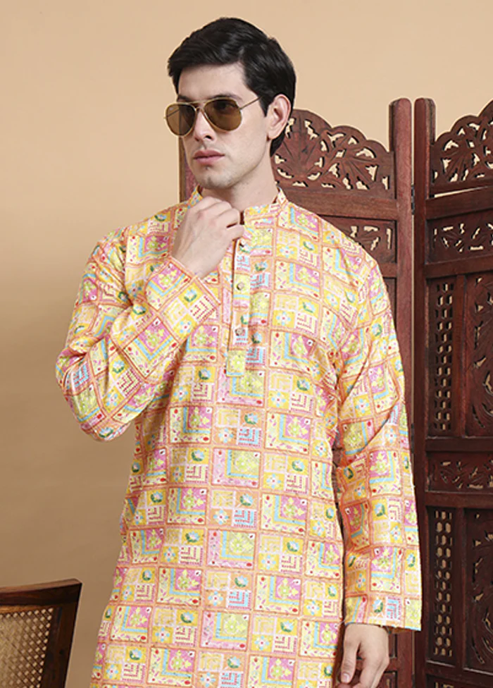 Yellow Cotton Kurta & Pajama Set - Image 2