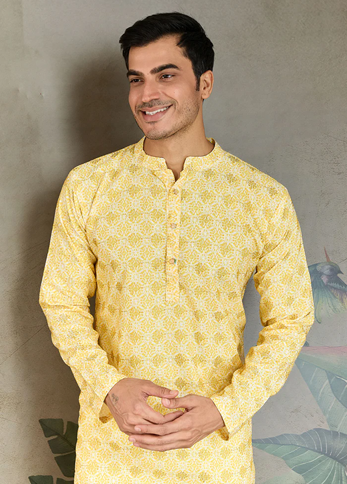 Yellow Cotton Kurta & Pajama Set - Image 2