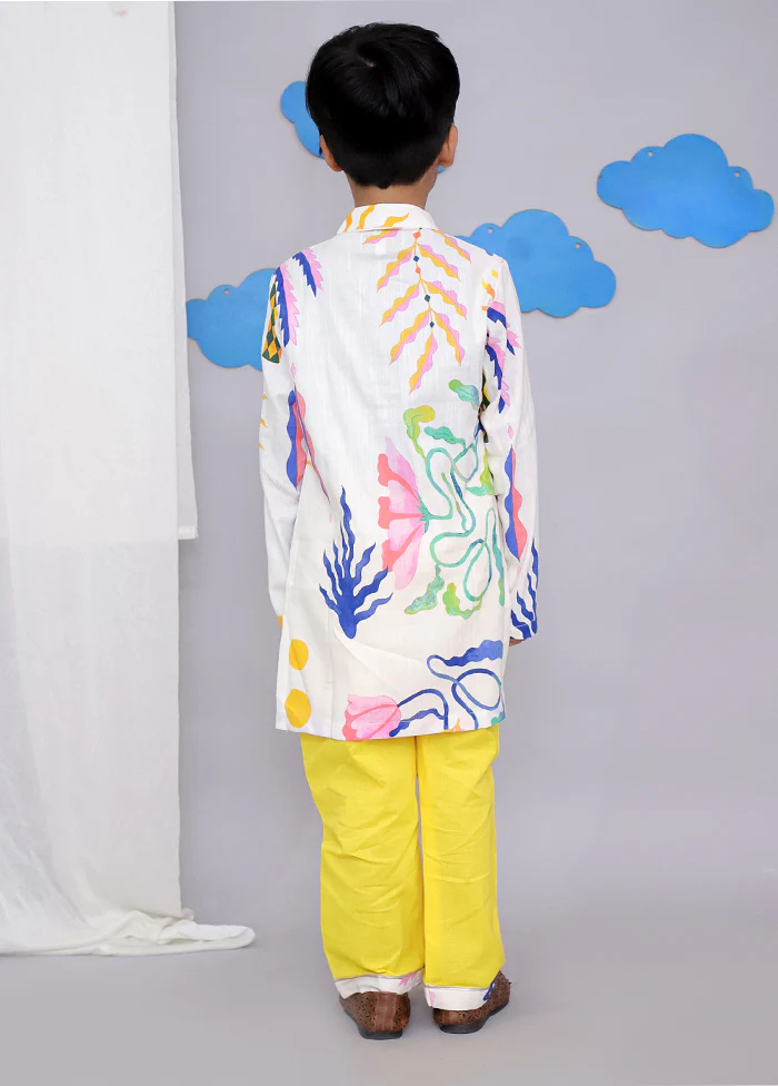 White cotton Kurta & Pajama Set - Image 3