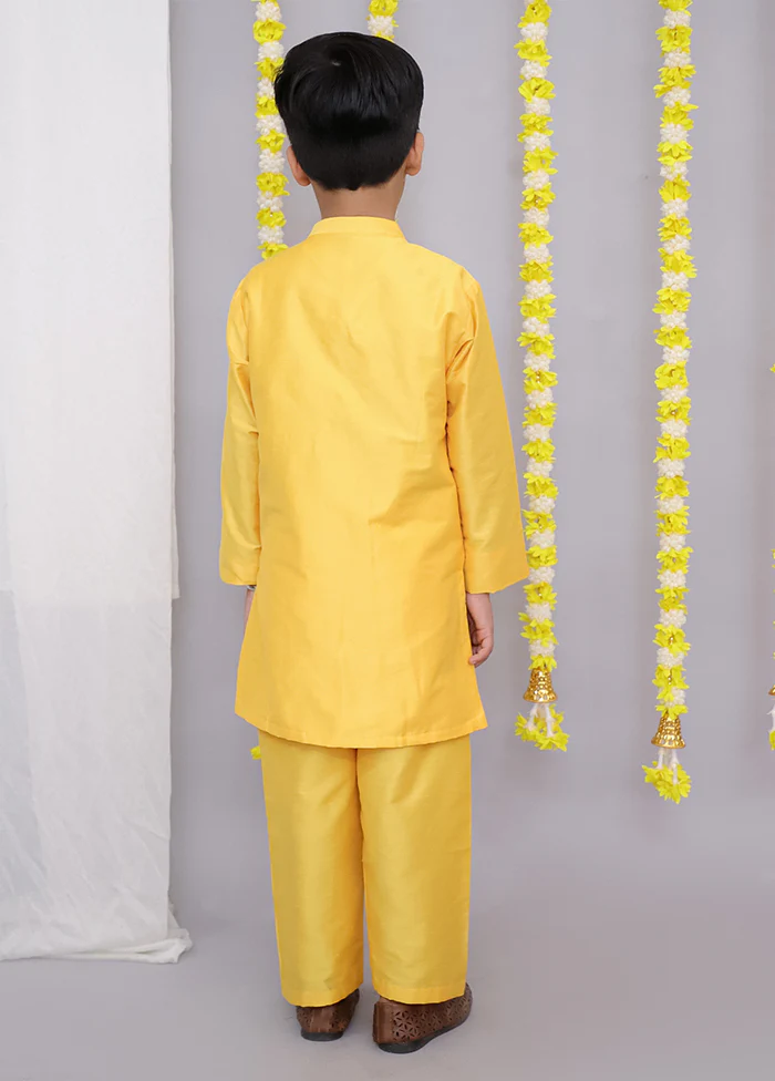 Yellow cotton Kurta & Pajama Set - Image 3