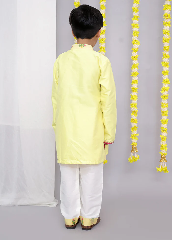 Yellow cotton Kurta & Pajama Set - Image 3
