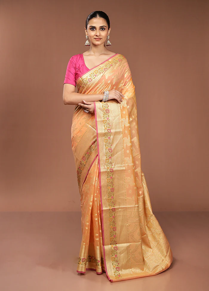 Yellow Cotton Saree With Blouse Piece - Image 2