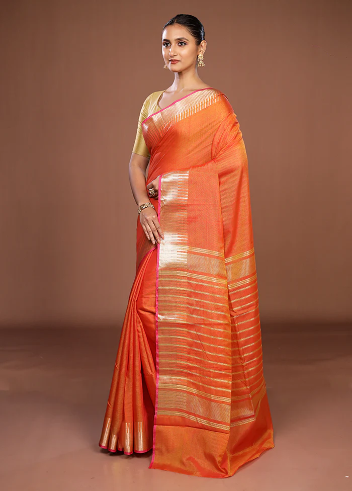 Yellow Cotton Saree With Blouse Piece - Image 4