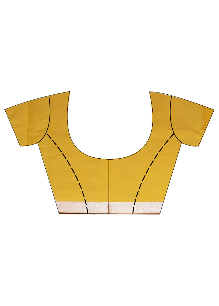 Yellow Cotton Saree With Blouse Piece - Image 6