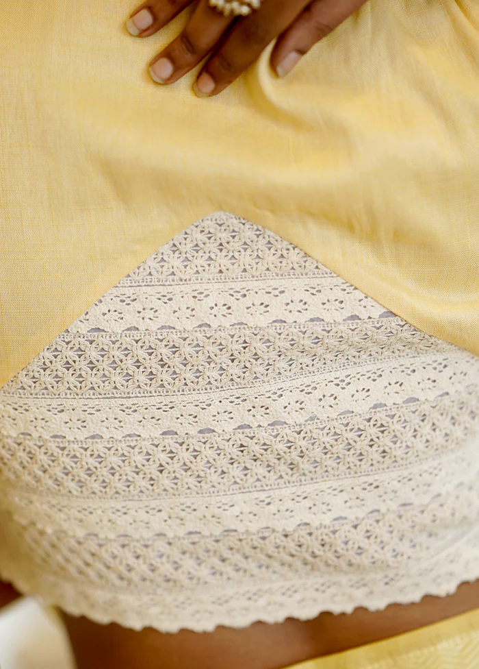 Yellow Cotton Silk Designer Blouse - Image 4