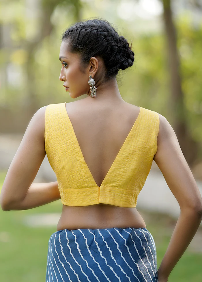 Yellow Dupion Silk Designer Blouse - Image 2