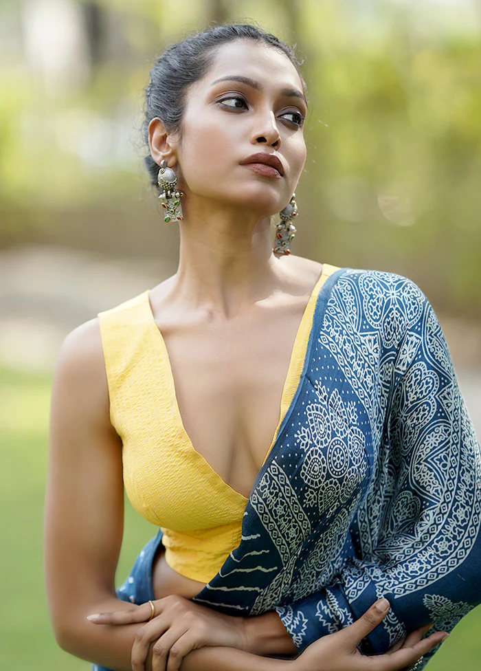 Yellow Dupion Silk Designer Blouse - Image 4