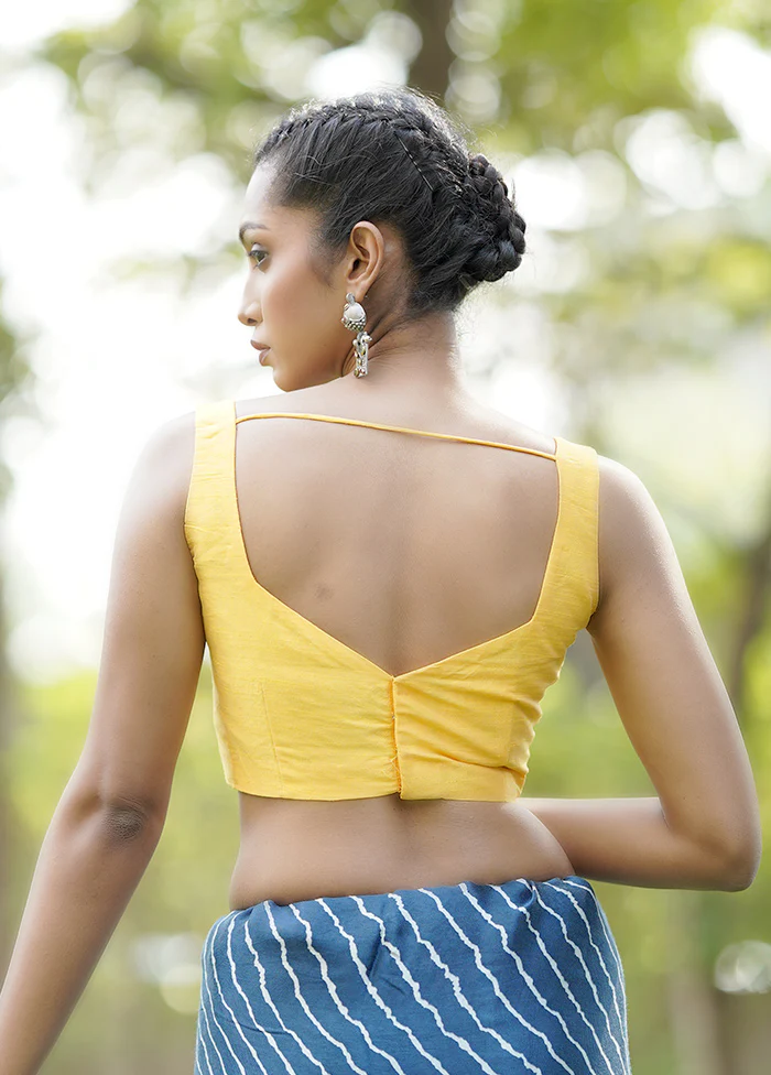 Yellow Dupion Silk Designer Blouse - Image 2
