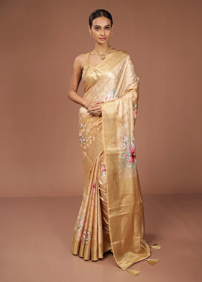 Yellow Dupion Silk Saree With Blouse Piece - Image 2