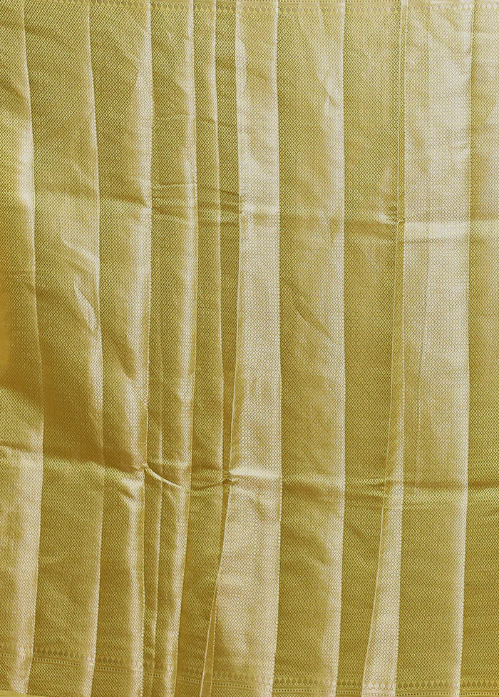Yellow Dupion Silk Saree With Blouse Piece - Image 5