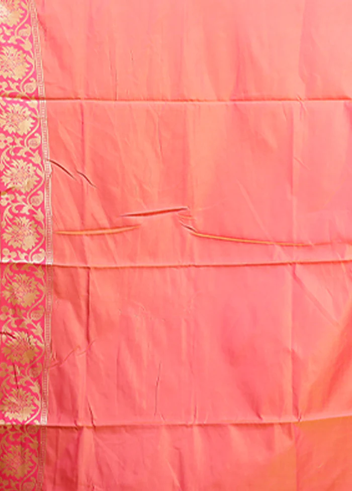 Yellow Dupion Silk Saree With Blouse Piece - Image 5