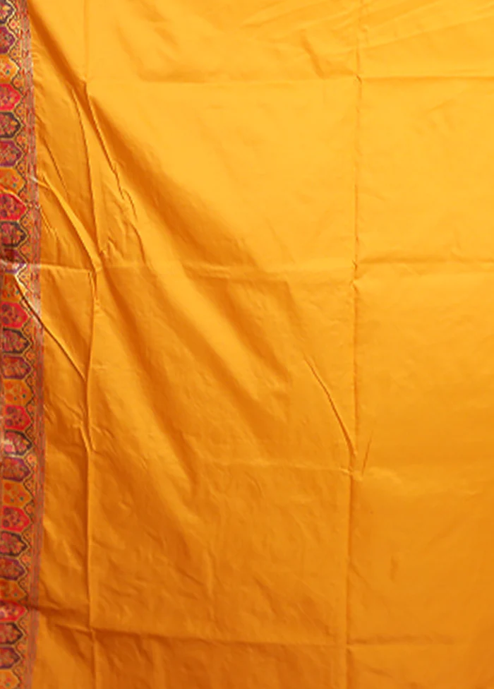Yellow Dupion Silk Saree With Blouse Piece - Image 5