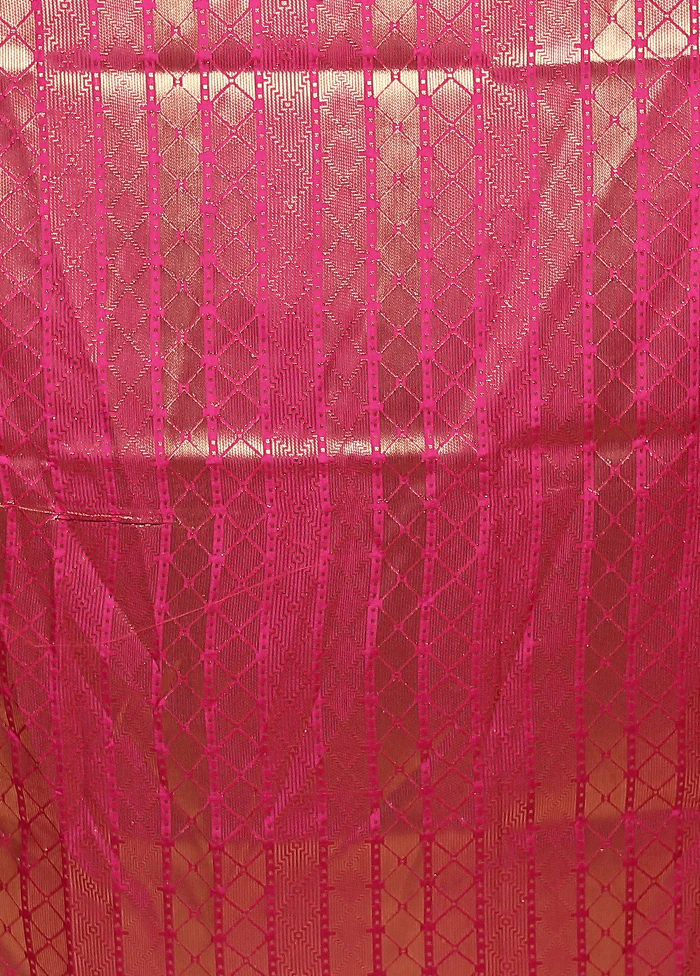 Yellow Dupion Silk Saree With Blouse Piece - Image 5