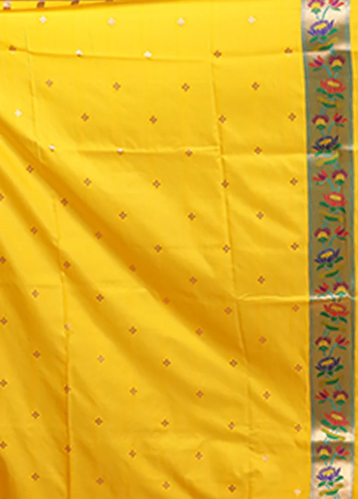 Yellow Dupion Silk Saree With Blouse Piece - Image 5