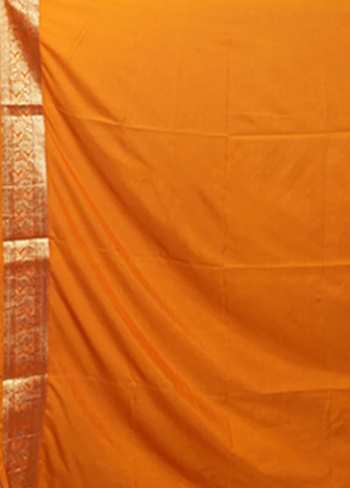 Yellow Dupion Silk Saree With Blouse Piece - Image 5