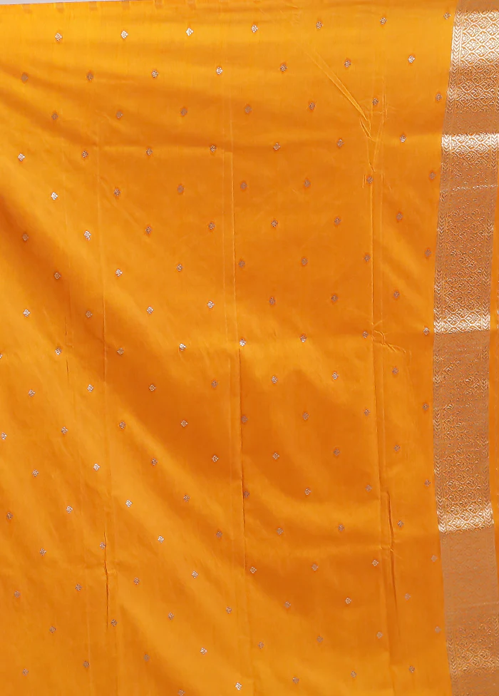 Yellow Dupion Silk Saree With Blouse Piece - Image 5