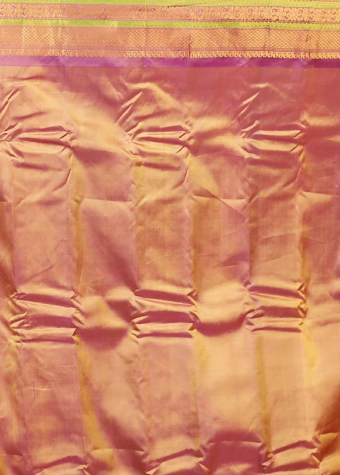 Yellow Gadwal Pure Silk Saree Without Blouse Piece - Image 5