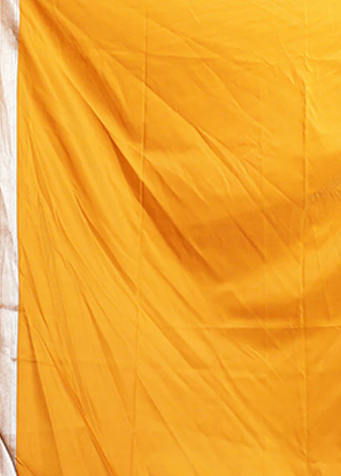 Yellow Handloom Banarasi Pure Silk Saree With Blouse Piece - Image 5