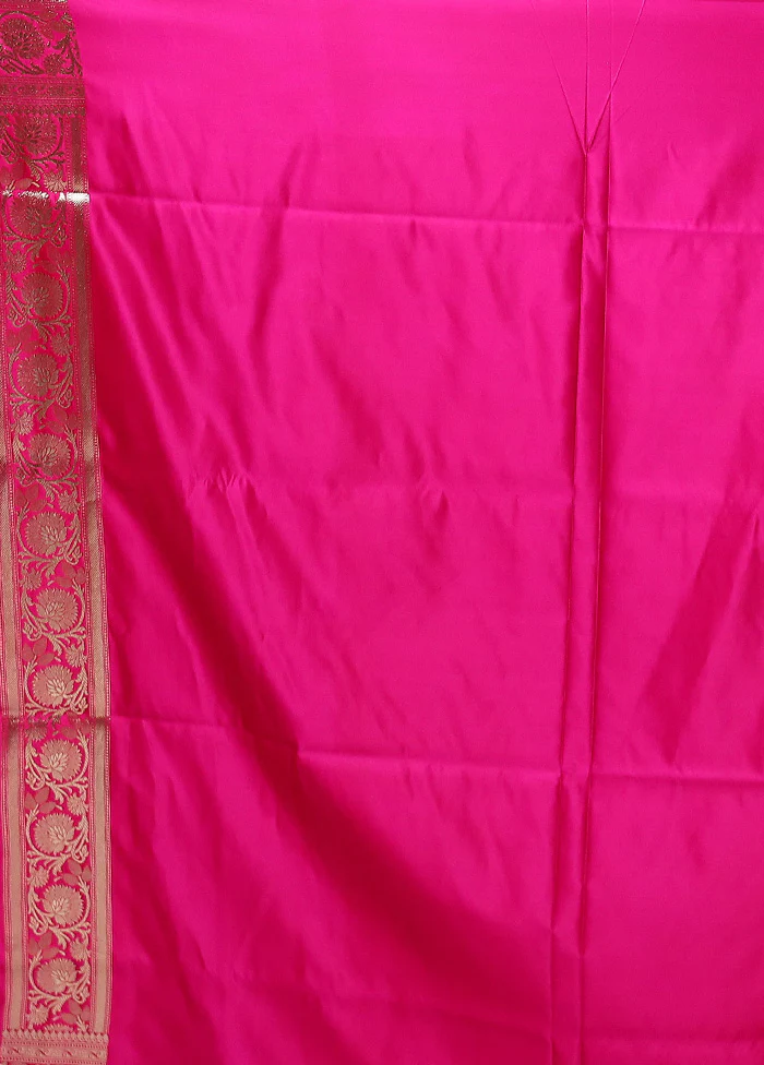 Yellow Handloom Banarasi Pure Silk Saree With Blouse Piece - Image 5