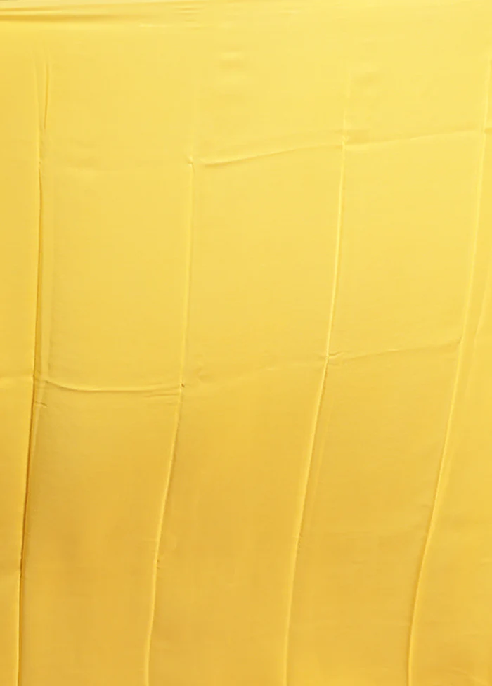 Yellow Handloom Chiffon Pure Silk Saree With Blouse Piece - Image 5