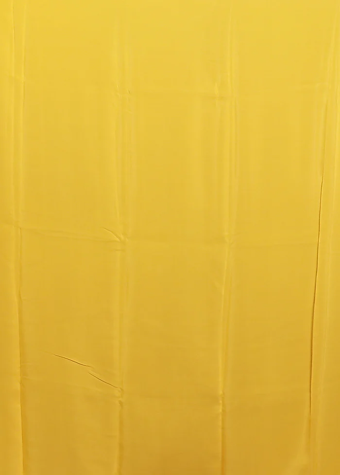 Yellow Handloom Chiffon Pure Silk Saree With Blouse Piece - Image 5