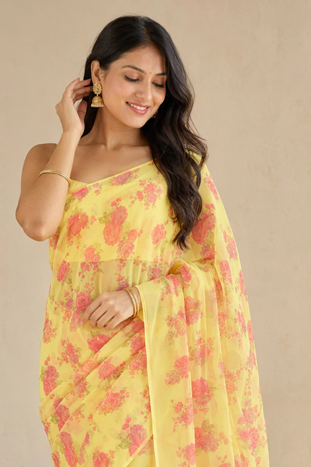 Yellow Handloom Chiffon Pure Silk Saree With Blouse Piece - Image 2