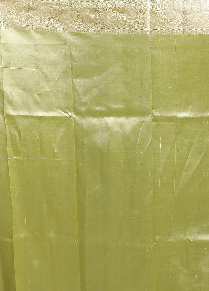Yellow Handloom Dupion Pure Silk Saree With Blouse Piece - Image 5