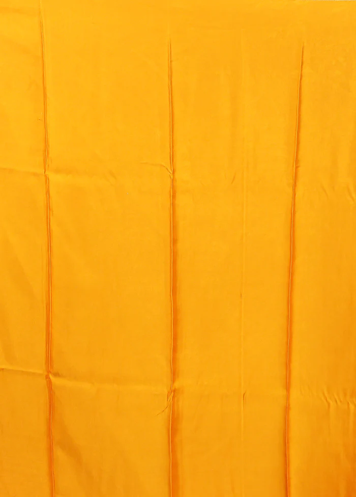 Yellow Handloom Dupion Pure Silk Saree With Blouse Piece - Image 5