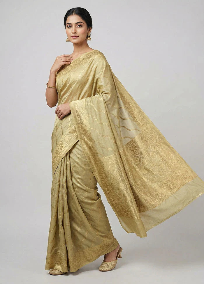 Yellow Handloom Dupion Pure Silk Saree With Blouse Piece