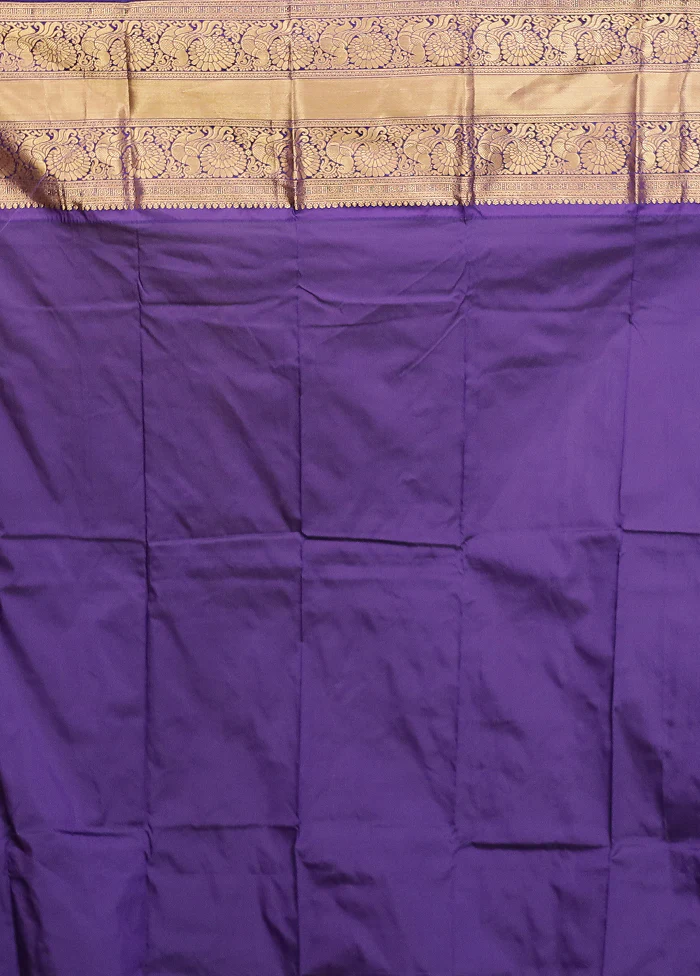 Yellow Handloom Kanjivaram Pure Silk Saree With Blouse Piece - Image 5