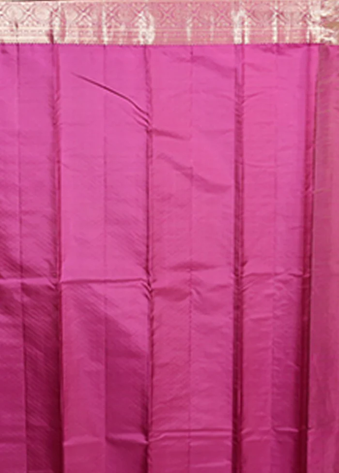 Yellow Handloom Kanjivaram Pure Silk Saree With Blouse Piece - Image 5