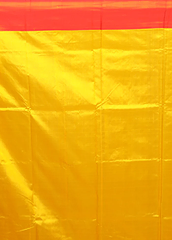 Yellow Handloom Katan Pure Silk Saree With Blouse Piece - Image 5