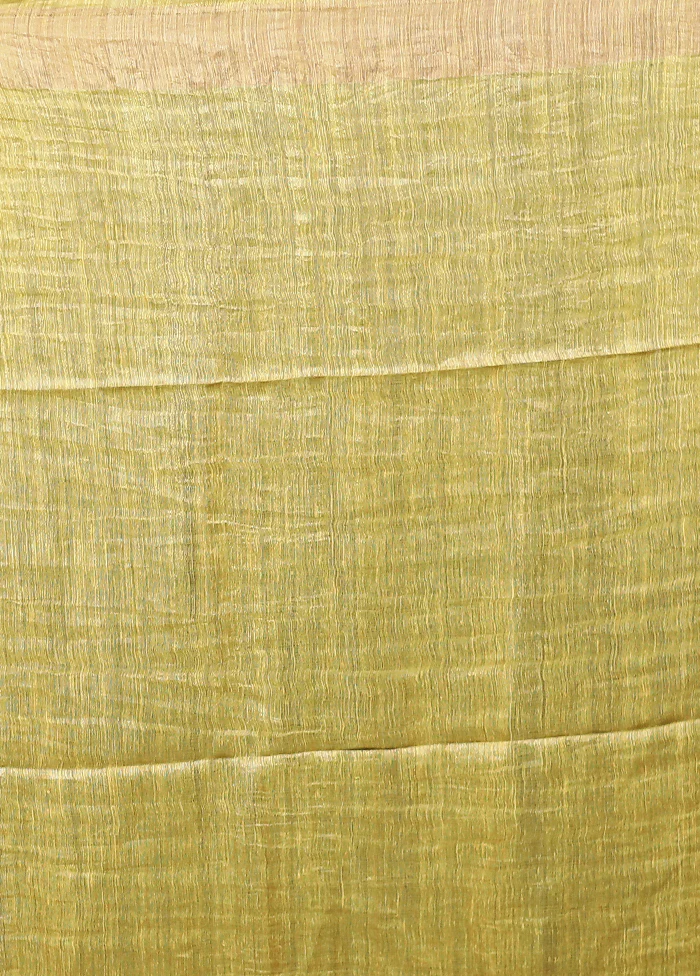 Yellow Handloom Matka Pure Silk Saree With Blouse Piece - Image 5