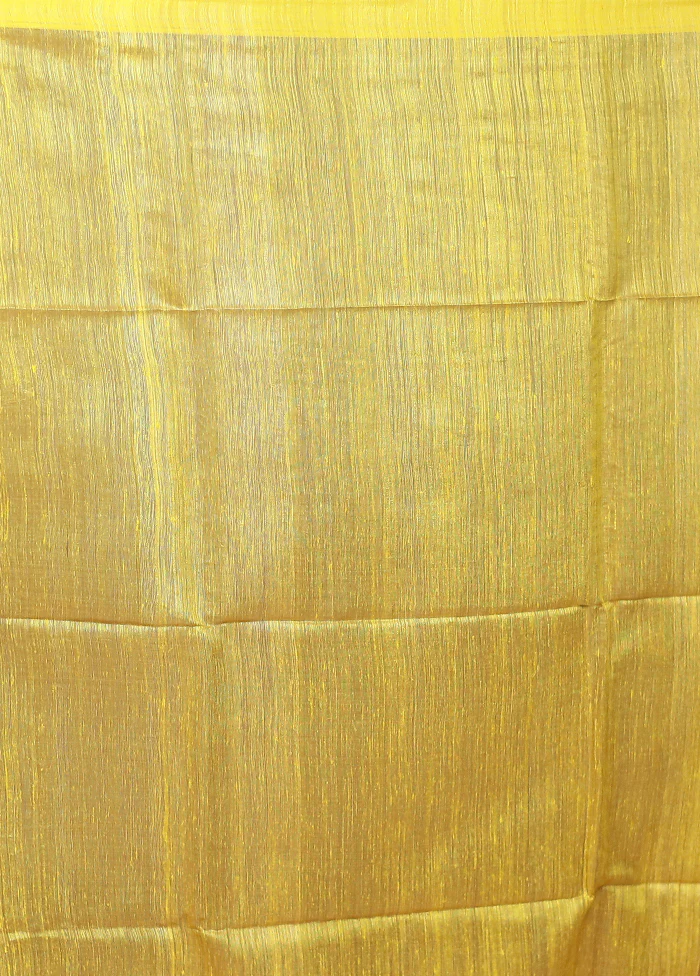 Yellow Handloom Matka Pure Silk Saree With Blouse Piece - Image 5