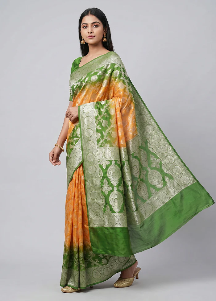 Yellow Handloom Pure Georgette Saree With Blouse Piece