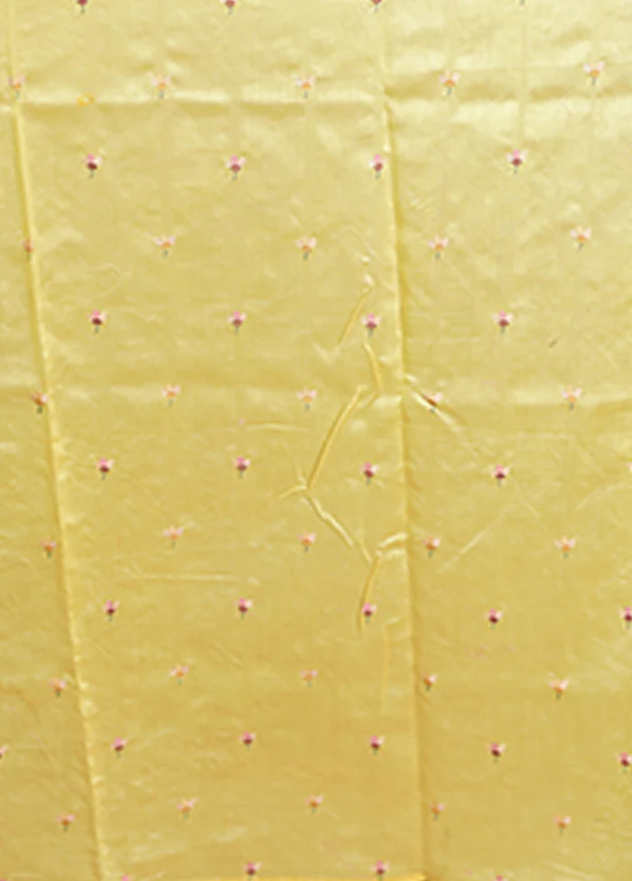 Yellow Handloom Pure Organza Saree With Blouse Piece - Image 5