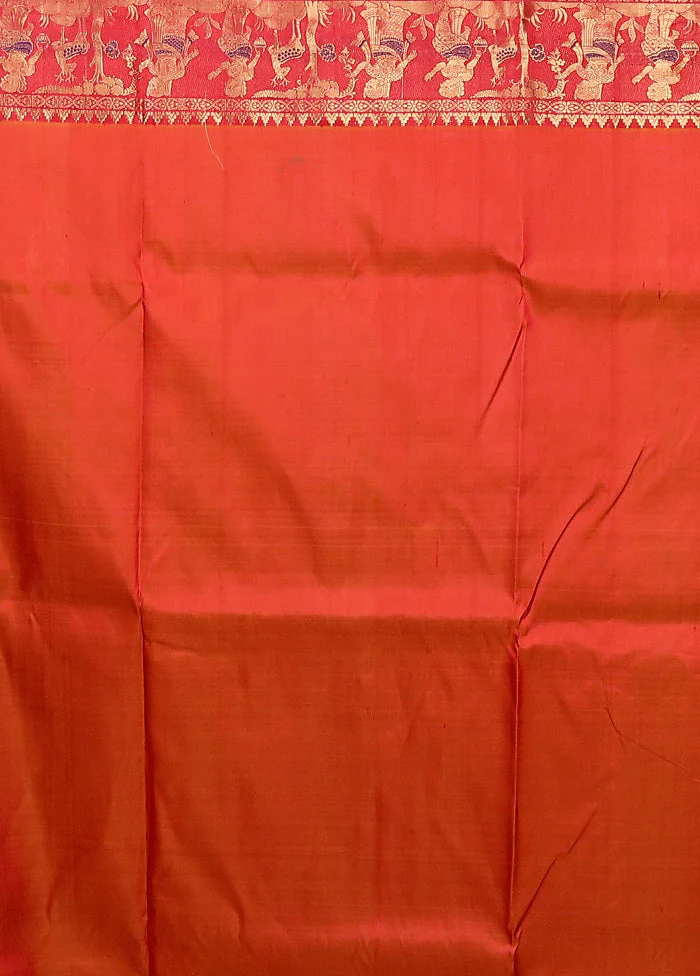 Yellow Handloom Swarnachuri Pure Silk Saree With Blouse Piece - Image 5