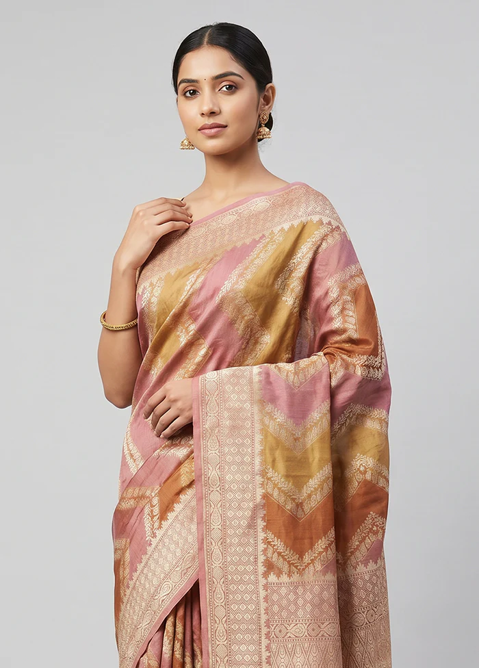 Yellow Handloom Tussar Pure Silk Saree With Blouse Piece - Image 2