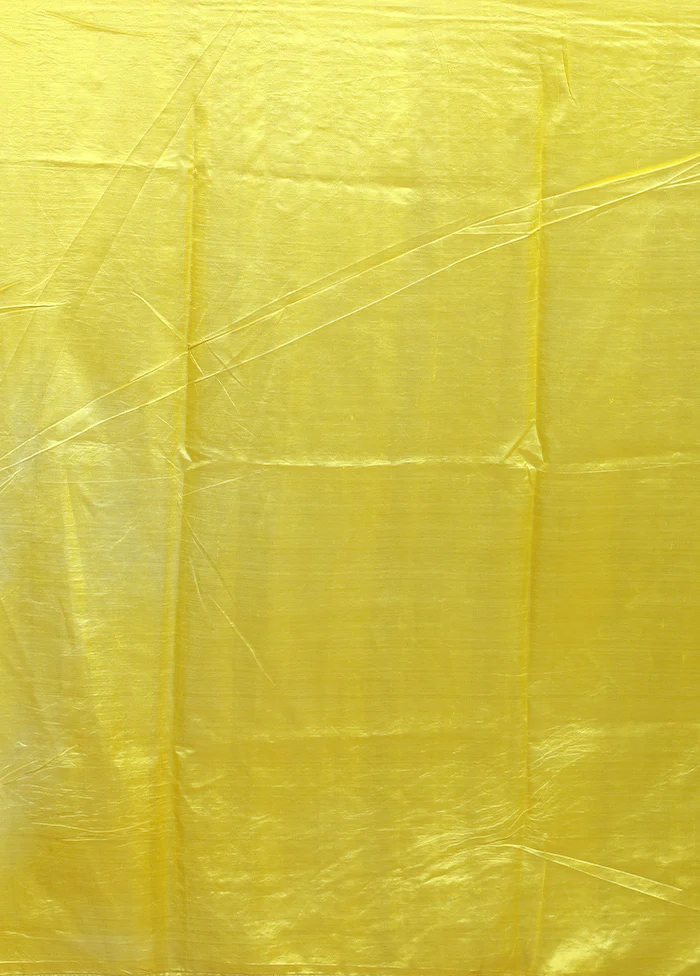 Yellow Handloom Tussar Pure Silk Saree With Blouse Piece - Image 5