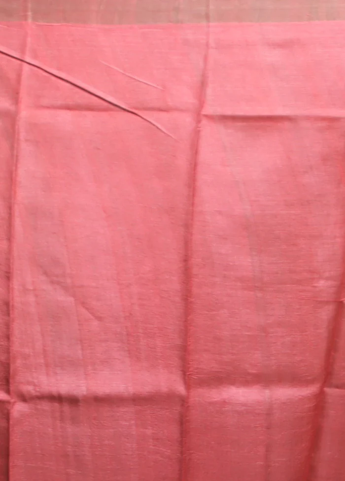 Yellow Handloom Tussar Pure Silk Saree With Blouse Piece - Image 5