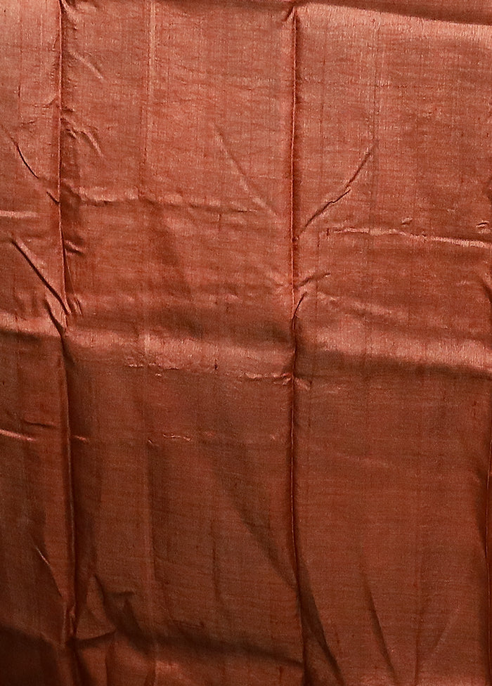 Yellow Handloom Tussar Pure Silk Saree With Blouse Piece - Image 5