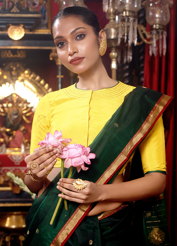 Yellow High Neck Designer Blouse - Image 2