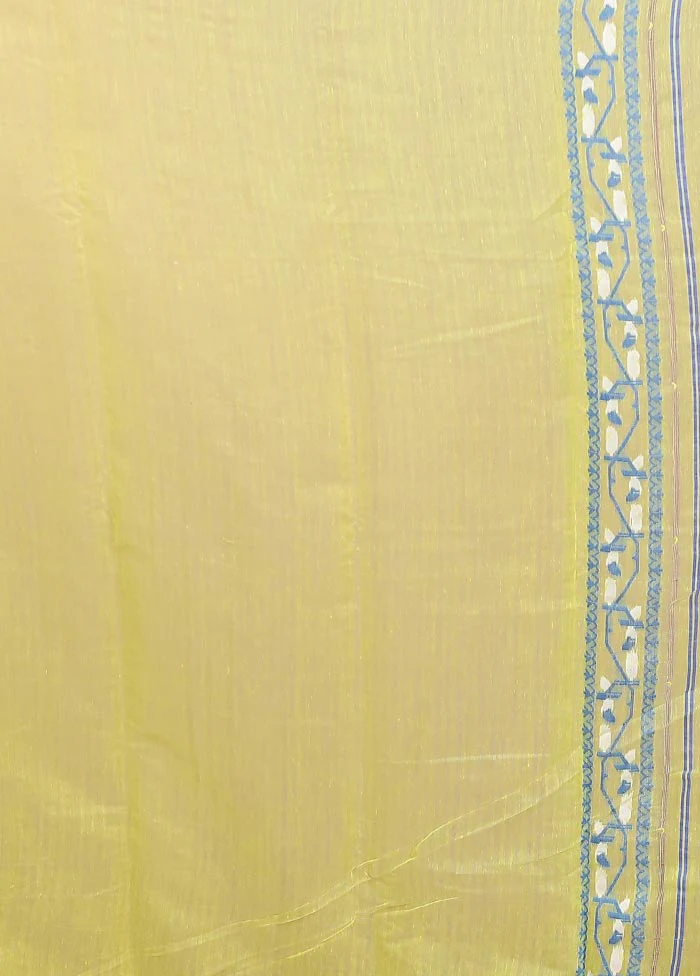 Yellow Tant Jamdani Saree Without Blouse Piece - Image 5