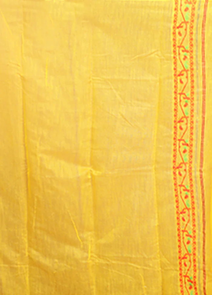 Yellow Tant Jamdani Saree Without Blouse Piece - Image 5