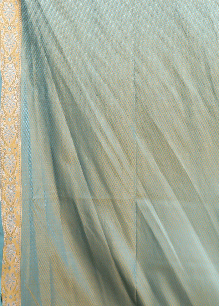 Yellow Jamewar Silk Saree With Blouse Piece - Image 5