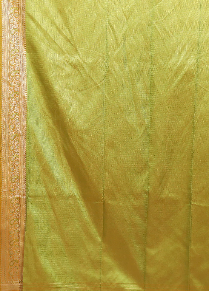 Yellow Jamewar Silk Saree With Blouse Piece - Image 5